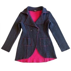 Barbara Wool Blend Blazer | Blue w/ Fuchsia | Made in Italy | Size M